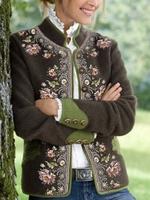 Floral Long Sleeve Outerwear - Noracora