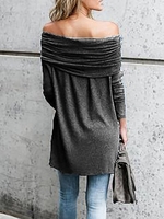 Floral Long Sleeve Ruched Off Shoulder Casual Tops