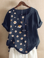 Floral Round Neck Casual T-Shirts