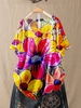 Flower Cotton-Blend Floral Casual T-Shirts - Noracora