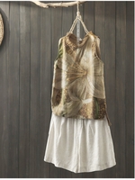 Flower Floral Simple Cotton-Blend Tanks & Camis - Noracora
