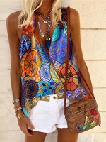 Flower Printed Sleeveless Casual Tanks & Camis - Noracora