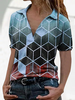 Geometric Casual Shirt Collar T-Shirts - Noracora