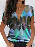 Geometric Casual T-Shirts - Noracora