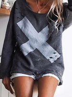 Geometric Floral-Print Casual T-Shirts