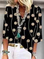 Geometric Loosen V Neck Tops