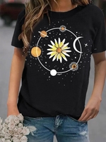 Geometric Short Sleeve Crew Neck T-Shirts - Noracora