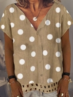 Geometric V Neck Boho Shift Blouses - Noracora