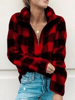 Gingham Zipper Cashmere Vintage Blouse & Shirts