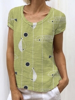Graphic Short Sleeve Blouses