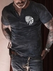 Gray Casual Buttoned Skull Cotton Men-T-Shirts - Noracora