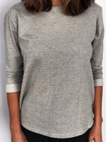 Gray Casual Cotton-Blend Striped Tops - Noracora