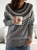 Gray Casual Knitted Round Neck Sweaters - Noracora