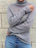 Gray Casual Long Sleeve Turtleneck Solid Sweaters - Noracora