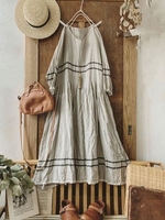 Gray Casual Striped Causal Dresses