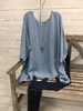 Gray Cotton-Blend Casual Causal Tops - Noracora