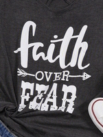 Gray Cotton-Blend Casual Letter Tanks & Camis - Noracora