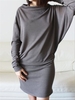 Gray Cotton Casual Causal Dresses