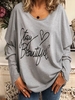 Gray Cotton Casual Causal Tops