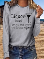 Gray Crew Neck Long Sleeve Sweatshirts &pullover - Noracora