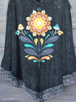 Gray Floral Sleeveless V Neck Tanks & Camis - Noracora