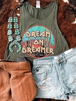 Gray Green Cotton Sleeveless Floral-Print Tanks & Camis - Noracora