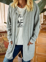 Gray Jacquard Casual Cardigans - Noracora