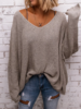 Gray Knitted Long Sleeve Sweaters