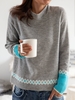 Gray Long Sleeve Acrylic Sweaters - Noracora