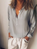Gray Long Sleeve Cotton-Blend Causal Tops