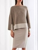 Gray Long Sleeve Knitted Bateau/boat Neck Casual System