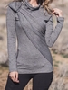 Gray Long Sleeve Solid Causal Tops - Noracora