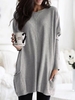 Gray Plain Cotton Casual Casual Tops