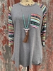 Gray Plain Long Sleeve Crew Neck Causal Tops