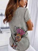 Gray Short Sleeve Cotton T-Shirts - Noracora