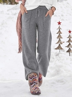 Gray Solid Casual Bottoms