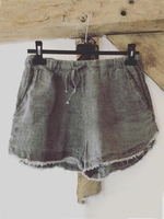 Gray Solid Casual Linen & Cotton Bottoms