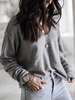 Gray Solid Crew Neck Knitted Casual Causal Tops - Noracora