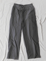 Gray Solid Pockets Casual Linen & Cotton Bottoms