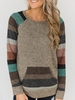 Gray Stripes Paneled Long Sleeve Casual Tunic Sweatshirts &pullover - Noracora