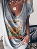 Gray V Neck Casual Causal Tops