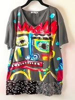 Gray V Neck Cotton-Blend Short Sleeve T-Shirts