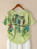 Green Animal Casual T-Shirts - Noracora