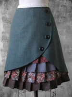 Green Casual Cotton-Blend Buttoned Floral Bottoms