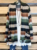 Green Casual Cotton-Blend Cardigans - Noracora
