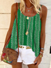 Green Casual Geometric Tanks & Camis - Noracora