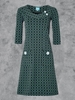 Green Cotton-Blend Round Neck Long Sleeve Causal Dresses