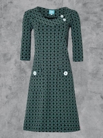 Green Cotton-Blend Round Neck Long Sleeve Causal Dresses