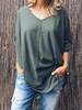 Green Cotton Causal Tops