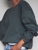 Green Crew Neck Casual Causal Tops - Noracora